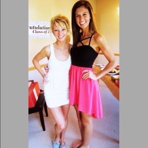 Black and pink high low dress